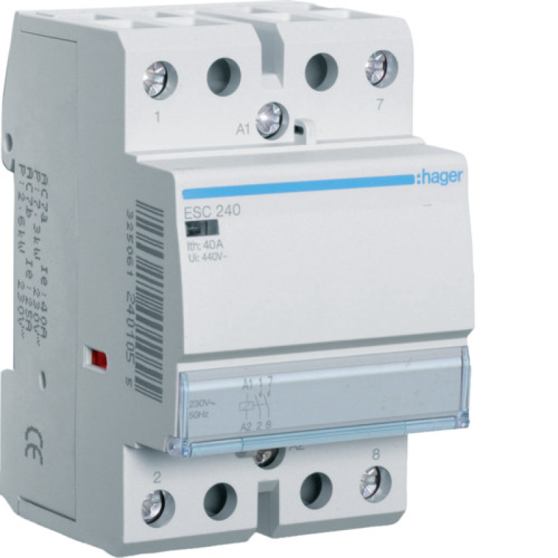 Контактор 40A, 2НВ, 230В Hager ESC240 Контактор 40A, 2НВ, 230В Hager ESC240