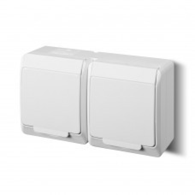 Розетка накладна 2-місна з кришкою біла Elektro-Plast Hermes IP44, 0325-02 Розетка накладна 2-місна з кришкою біла Elektro-Plast Hermes IP44, 0325-02