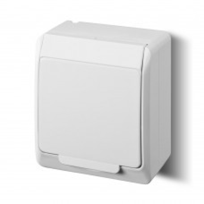 Накладна розетка з кришкою біла Elektro-Plast Hermes IP44, 0324-02 Накладна розетка з кришкою біла Elektro-Plast Hermes IP44, 0324-02
