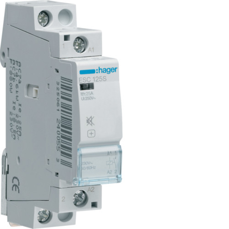 Контактор безшумний 25A, 1НВ, 230В Hager ESC125S