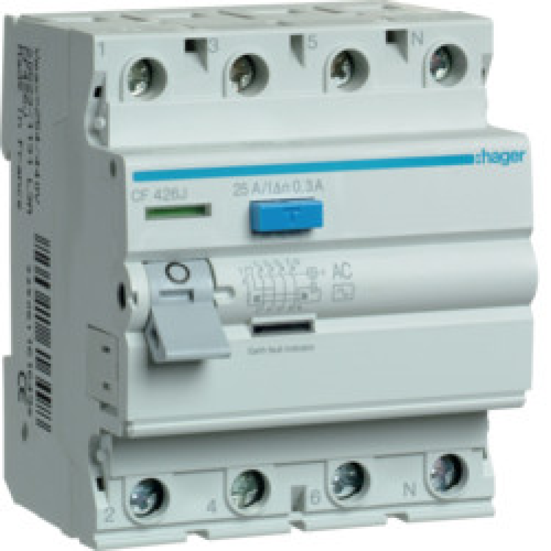 ПЗВ 4P 25A 300mA AC hager CF426J ПЗВ 4P 25A 300mA AC hager CF426J