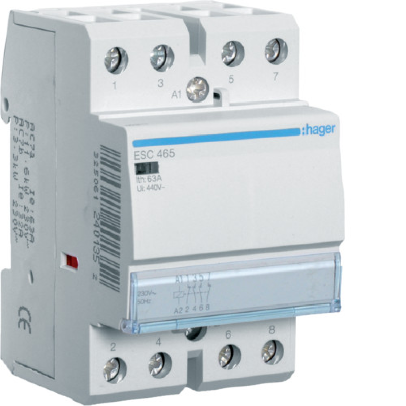 Контактор 63A, 2НВ+2НЗ, 230В hager ESC465 Контактор 63A, 2НВ+2НЗ, 230В hager ESC465