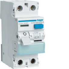 ПЗВ 2P 6kA 63A 30mA A Hager CDA263D ПЗВ 2P 6kA 63A 30mA A Hager CDA263D